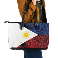 Philippines National Flag Day Leather Tote Bag Filipino Tribal Pattern
