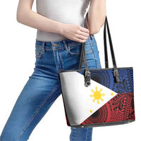 Philippines National Flag Day Leather Tote Bag Filipino Tribal Pattern