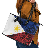 Philippines National Flag Day Leather Tote Bag Filipino Tribal Pattern