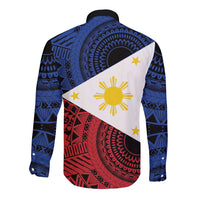 Philippines National Flag Day Long Sleeve Button Shirt Filipino Tribal Pattern