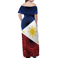 Philippines National Flag Day Off Shoulder Maxi Dress Filipino Tribal Pattern