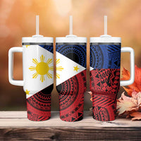 Philippines National Flag Day Tumbler With Handle Filipino Tribal Pattern