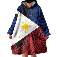 Philippines National Flag Day Wearable Blanket Hoodie Filipino Tribal Pattern