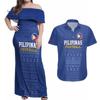 Custom Philippines Football Couples Matching Off Shoulder Maxi Dress and Hawaiian Shirt Pambansang koponan ng futbol ng Pilipinas