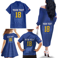 Custom Philippines Football Family Matching Off The Shoulder Long Sleeve Dress and Hawaiian Shirt Pambansang koponan ng futbol ng Pilipinas