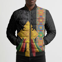 Ethiopia Lion Cross Bomber Puffer Jacket Habesha Heritage Style