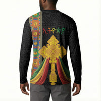 Ethiopia Lion Cross Button Sweatshirt Habesha Heritage Style