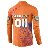 Custom Netherlands Football Button Sweatshirt Oranje Lion - Wonder Print Shop