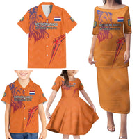 Custom Netherlands Football Family Matching Puletasi and Hawaiian Shirt Oranje Lion - Wonder Print Shop