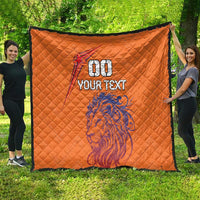 Custom Netherlands Football Quilt Oranje Lion - Wonder Print Shop