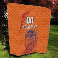 Custom Netherlands Football Quilt Oranje Lion - Wonder Print Shop