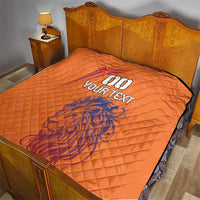 Custom Netherlands Football Quilt Oranje Lion - Wonder Print Shop