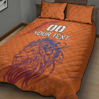 Custom Netherlands Football Quilt Bed Set Oranje Lion - Wonder Print Shop