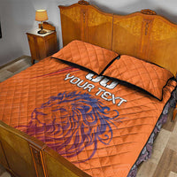 Custom Netherlands Football Quilt Bed Set Oranje Lion - Wonder Print Shop