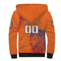 Custom Netherlands Football Sherpa Hoodie Oranje Lion - Wonder Print Shop