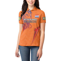 Custom Netherlands Football Women Polo Shirt Oranje Lion - Wonder Print Shop