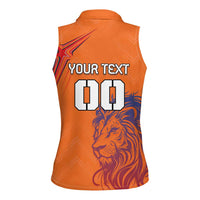 Custom Netherlands Football Women Sleeveless Polo Shirt Oranje Lion - Wonder Print Shop