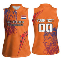 Custom Netherlands Football Women Sleeveless Polo Shirt Oranje Lion - Wonder Print Shop