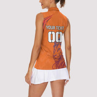 Custom Netherlands Football Women Sleeveless Polo Shirt Oranje Lion - Wonder Print Shop