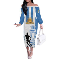 Custom Argentina Football Family Matching Off The Shoulder Long Sleeve Dress and Hawaiian Shirt We Are The Champions - Wonder Print Shop