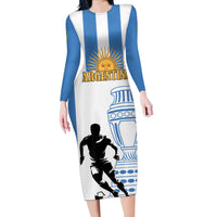 Custom Argentina Football Long Sleeve Bodycon Dress We Are The Champions - Wonder Print Shop
