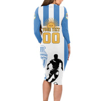 Custom Argentina Football Long Sleeve Bodycon Dress We Are The Champions - Wonder Print Shop