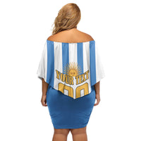 Custom Argentina Football Off Shoulder Short Dress We Are The Champions - Wonder Print Shop