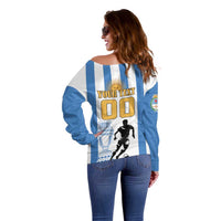 Custom Argentina Football Off Shoulder Sweater We Are The Champions - Wonder Print Shop