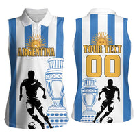 Custom Argentina Football Women Sleeveless Polo Shirt We Are The Champions - Wonder Print Shop