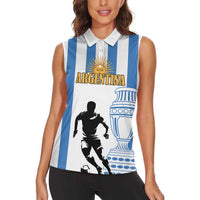 Custom Argentina Football Women Sleeveless Polo Shirt We Are The Champions - Wonder Print Shop