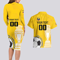 Custom Colombia Football Couples Matching Long Sleeve Bodycon Dress and Hawaiian Shirt Go Champions - Wonder Print Shop