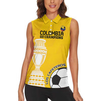 Custom Colombia Football Women Sleeveless Polo Shirt Go Champions - Wonder Print Shop