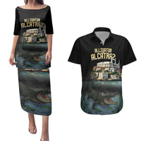 Everglades Alligator Alcatraz Florida Couples Matching Puletasi and Hawaiian Shirt - Wonder Print Shop
