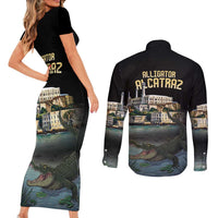 Everglades Alligator Alcatraz Florida Couples Matching Short Sleeve Bodycon Dress and Long Sleeve Button Shirt - Wonder Print Shop