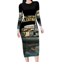 Everglades Alligator Alcatraz Florida Family Matching Long Sleeve Bodycon Dress and Hawaiian Shirt - Wonder Print Shop