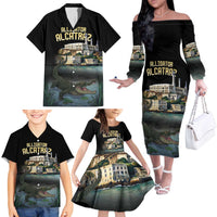Everglades Alligator Alcatraz Florida Family Matching Off The Shoulder Long Sleeve Dress and Hawaiian Shirt - Wonder Print Shop