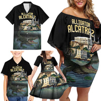 Everglades Alligator Alcatraz Florida Family Matching Off Shoulder Short Dress and Hawaiian Shirt - Wonder Print Shop