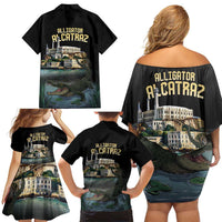 Everglades Alligator Alcatraz Florida Family Matching Off Shoulder Short Dress and Hawaiian Shirt - Wonder Print Shop