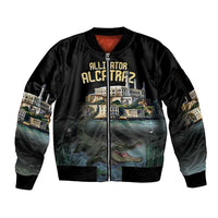 Everglades Alligator Alcatraz Florida Sleeve Zip Bomber Jacket - Wonder Print Shop