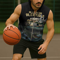 Everglades Alligator Alcatraz Florida Sleeveless Zip Hoodie - Wonder Print Shop