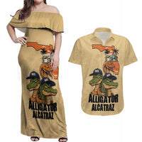 Alligator Alcatraz Prison Florida Everglades Couples Matching Off Shoulder Maxi Dress and Hawaiian Shirt - Wonder Print Shop