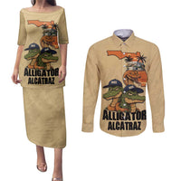 Alligator Alcatraz Prison Florida Everglades Couples Matching Puletasi and Long Sleeve Button Shirt - Wonder Print Shop