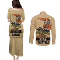 Alligator Alcatraz Prison Florida Everglades Couples Matching Puletasi and Long Sleeve Button Shirt - Wonder Print Shop