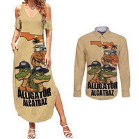 Alligator Alcatraz Prison Florida Everglades Couples Matching Summer Maxi Dress and Long Sleeve Button Shirt - Wonder Print Shop