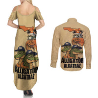 Alligator Alcatraz Prison Florida Everglades Couples Matching Summer Maxi Dress and Long Sleeve Button Shirt - Wonder Print Shop