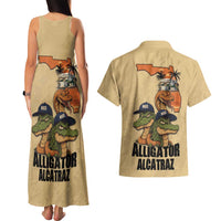 Alligator Alcatraz Prison Florida Everglades Couples Matching Tank Maxi Dress and Hawaiian Shirt - Wonder Print Shop