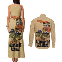 Alligator Alcatraz Prison Florida Everglades Couples Matching Tank Maxi Dress and Long Sleeve Button Shirt - Wonder Print Shop