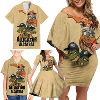 Alligator Alcatraz Prison Florida Everglades Family Matching Off Shoulder Short Dress and Hawaiian Shirt - Wonder Print Shop