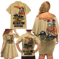 Alligator Alcatraz Prison Florida Everglades Family Matching Off Shoulder Short Dress and Hawaiian Shirt - Wonder Print Shop