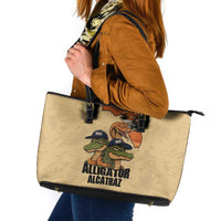 Alligator Alcatraz Prison Florida Everglades Leather Tote Bag - Wonder Print Shop